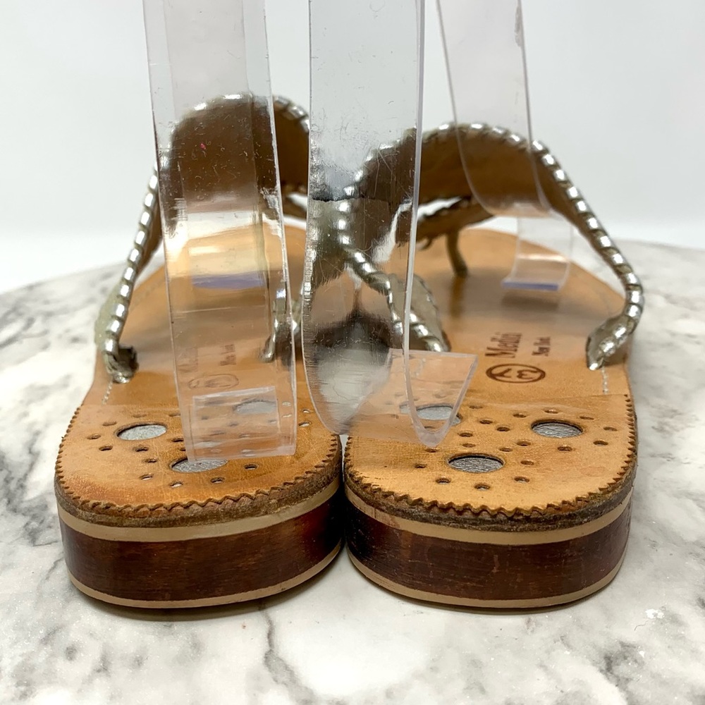 Medici Medallion Whip-Stitch Sandal 37 Metallic Bohemian Southern Belle Preppy - Picture 5 of 12